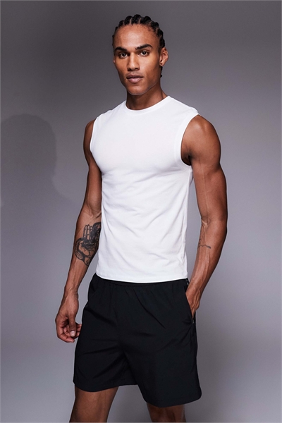 Облегающая майка из хлопка с эффектом усадки и быстросохнущей обработкой артикул 155004408