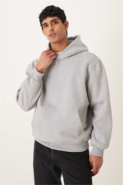 Свободная куртка с капюшоном из пике с начесом, серого цвета артикул 153832260