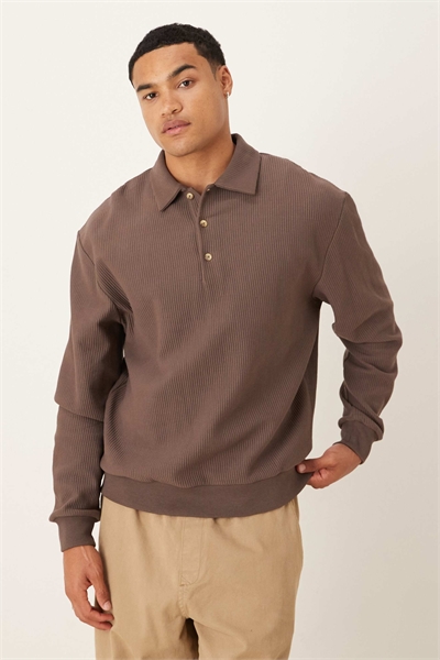 Полурубашка с ребристой вязкой свободного кроя артикул 152471392