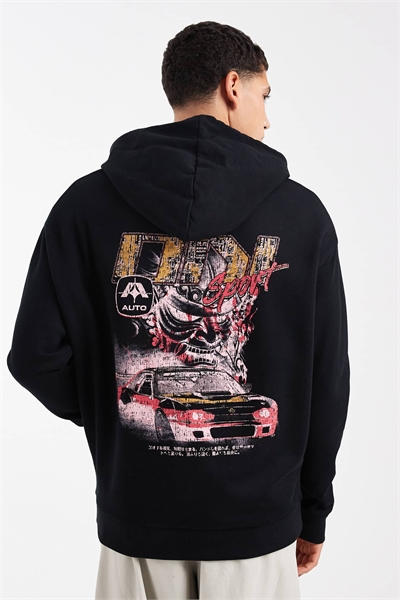 Свободная толстовка с принтом в виде автомобиля артикул 154297615