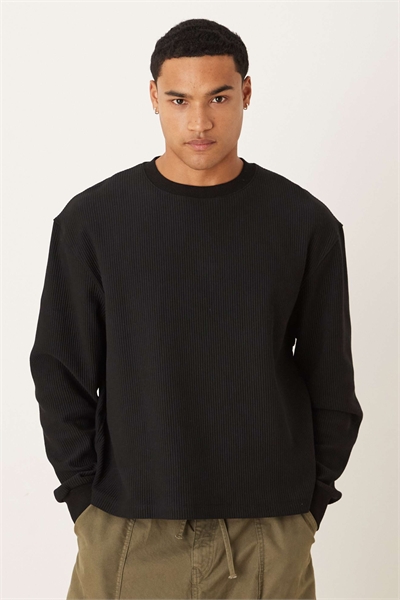 Свободная толстовка прямого кроя с ребристой текстурой артикул 152471306