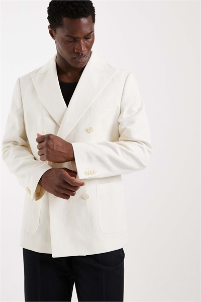 Костюмный пиджак с двумя рядами пуговиц из льна с эффектом «микс-энд-матч» артикул 154140815