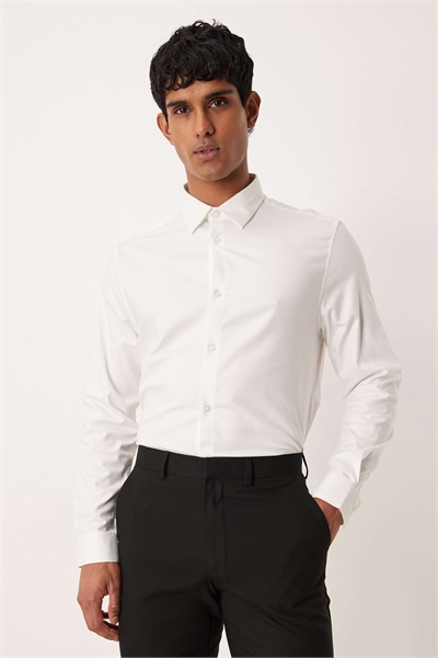 Рубашка из гладкой ткани с диагональным переплетением, не требующая глажки, прямой крой артикул 139175186