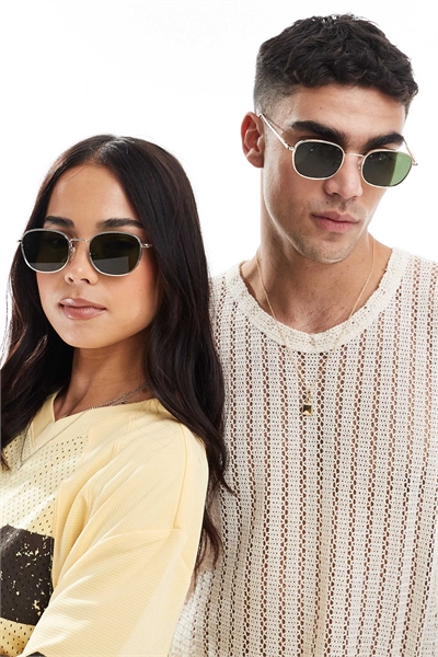 Солнцезащитные очки с круглыми металлическими оправами артикул 138342814