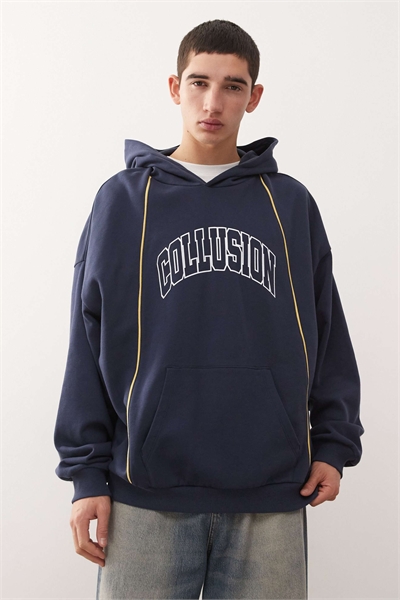 Худи свободного кроя с крупным логотипом и окантовкой артикул 150987356