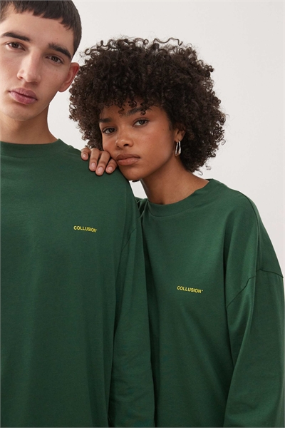 Унисекс футболка с длинным рукавом и логотипом, зеленого цвета артикул 152228256