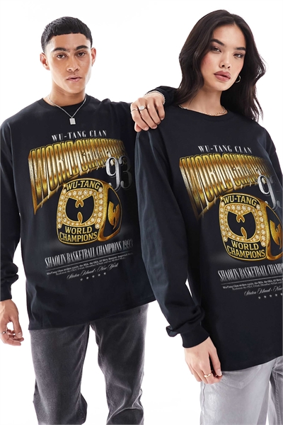 Футболка с длинным рукавом и свободным кроем с логотипом Wu-Tang Clan артикул 156286452