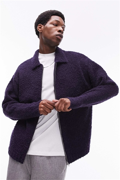 Кардиган из букле-трикотажа с альпакой на молнии артикул 132952140