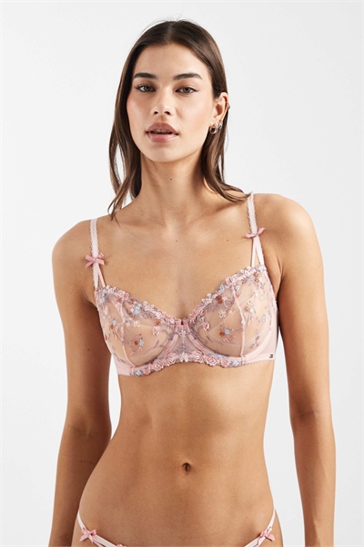 Бюстгальтер-балконет Ella M с цветочной вышивкой, без набивки, с косточками артикул 154033978