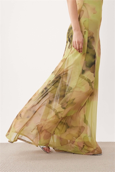 Макси-платье-комбинация с квадратным вырезом из ткани с принтом артикул 156005553