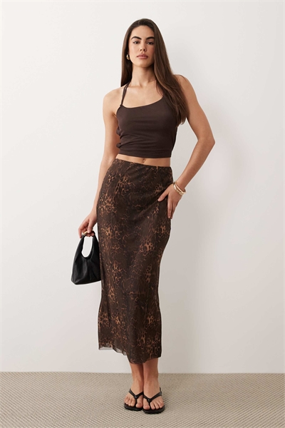 Макси-юбка из сетчатого материала с разрезом артикул 156237134