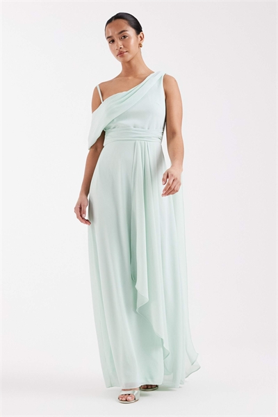 Макси-платье из шифона с открытыми плечами для подружки невесты артикул 154078817