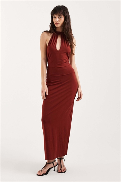 Платье-миди из джерси от Viorela с вырезом «ключевая дырка», завязками на шее и завязками на талии артикул 155589515