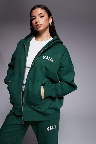 Худи с капюшоном на молнии, с высоким содержанием хлопка и вышитым логотипом co-ord артикул 153017114