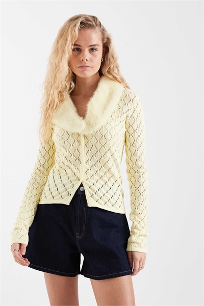 Кардиган «Пегги» со съемным воротником из искусственного меха артикул 154208579