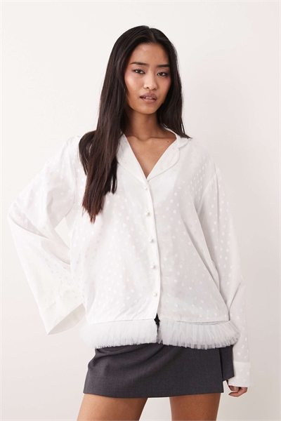 Свадебная блузка в горошек с поясом co-ord артикул 155587859