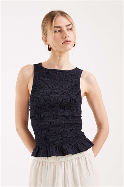 Топ-смук без рукавов с рюшами артикул 153838675