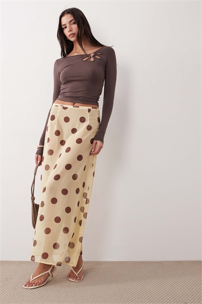 Юбка Surina из прозрачной ткани желто-коричневого цвета в горошек артикул 155333816