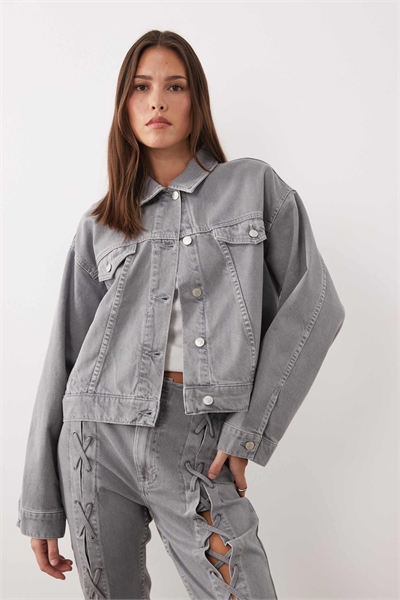 Джинсовая куртка на шнурках co-ord артикул 154012292