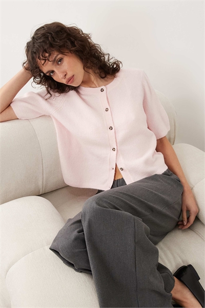 Вязаный кардиган с короткими рукавами из шерсти артикул 153667996