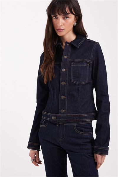 Комплект с приталенной джинсовой курткой артикул 152418166