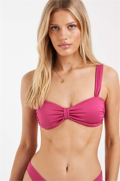 Топ бикини с V-образным вырезом и ребристой отделкой в стиле «микс-энд-матч» артикул 155638794