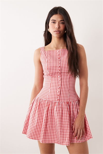 Эксклюзивное мини-платье с квадратным вырезом и пуговицами артикул 155172877