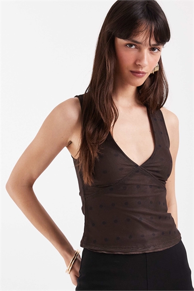 Посмотрите топ-халтер с сеткой в горошек артикул 155926325