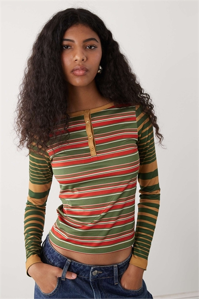 Футболка с длинным рукавом и воротником-хенли артикул 155587588