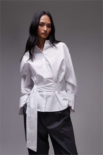Рубашка из поплина с поясом артикул 149242084