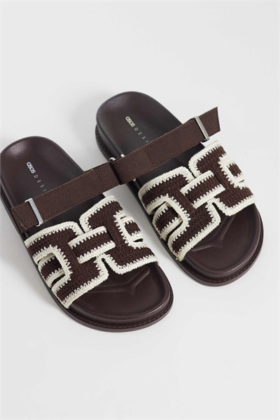 Сандалии Fion с плетеной вставкой на подошве, шоколадного цвета артикул 152708766