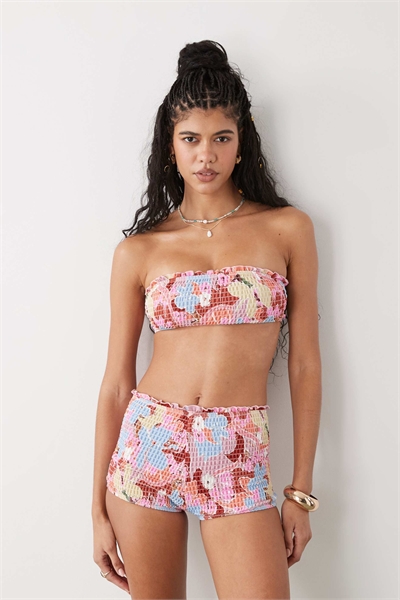 Шорты с завышенной талией и сборками по бокам артикул 152761796