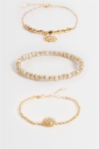 Набор из 3 браслетов на ногу с бусинами в виде солнышек артикул 154690000