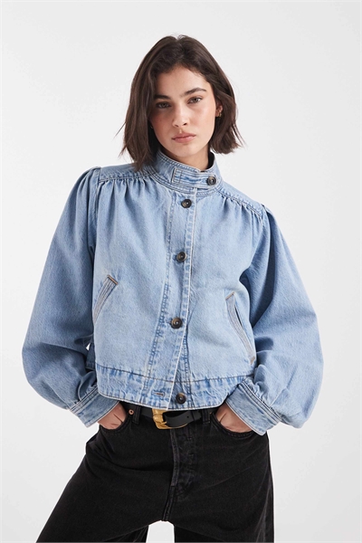 Короткая винтажная джинсовая парка артикул 150050201