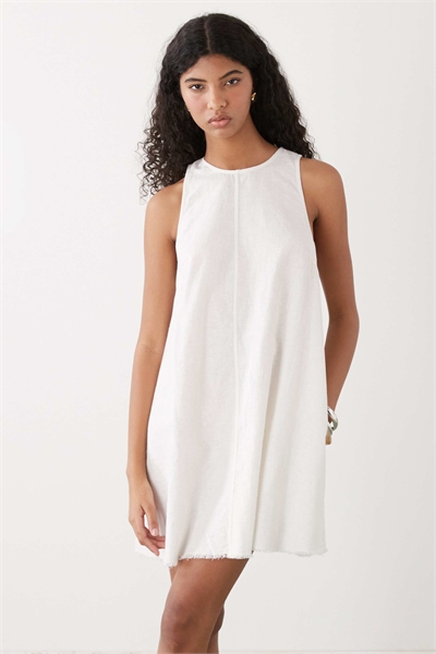 Лятковое мини-платье А-силуэта с потертостями по краю артикул 154322659