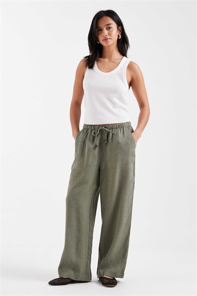 Брюки с широкими брючинами из смешанного льна артикул 154140003