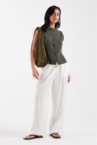 Брюки с широкими брючинами из смешанного льна артикул 154140002