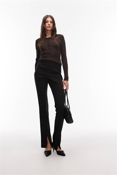 Высокие брюки-скинни с зауженным кроем и застежкой-молнией спереди артикул 149321596