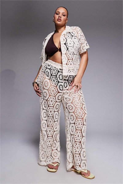 Брюки с широкими брючинами, связанные крючком артикул 153323606