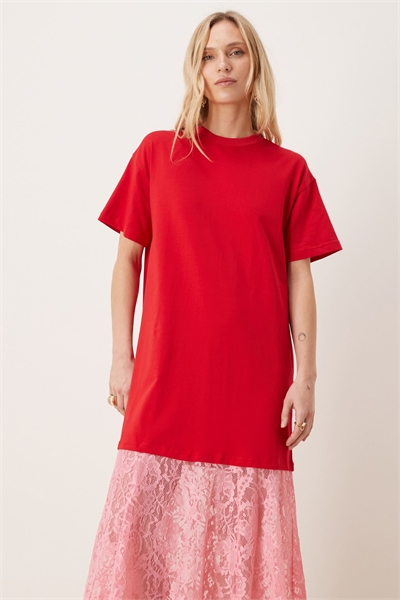 Платье-макси из джерси свободного кроя с кружевной юбкой артикул 152558806