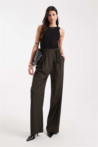 Высокие брюки с широкими брючинами и завязками артикул 149730858