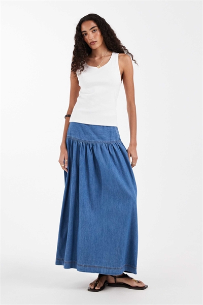 Джинсовая юбка макси с заниженной талией артикул 152860106