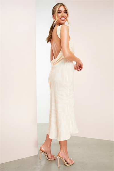 Миди-платье с капюшоном и завязками на спине с абстрактным принтом артикул 2014639