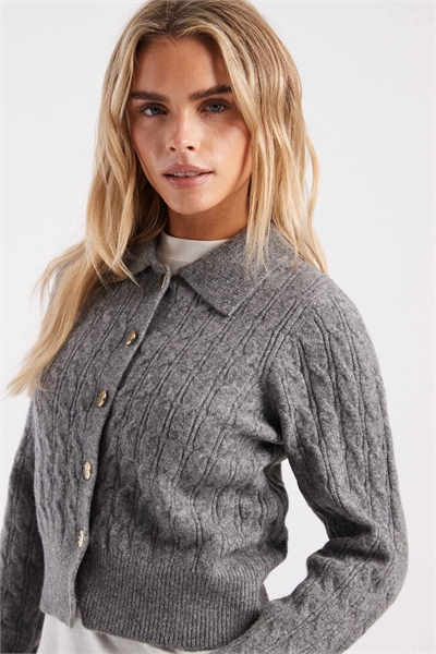 Кардиган с воротником в косой вязке артикул 152230072