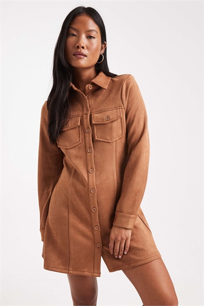 Платье из искусственной кожи с длинными рукавами артикул 148072902