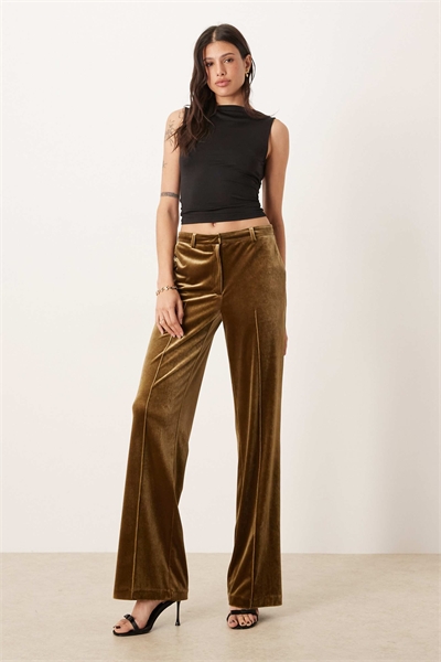 Высокие брюки-сlim-fit из бархата прямой крой артикул 151227103