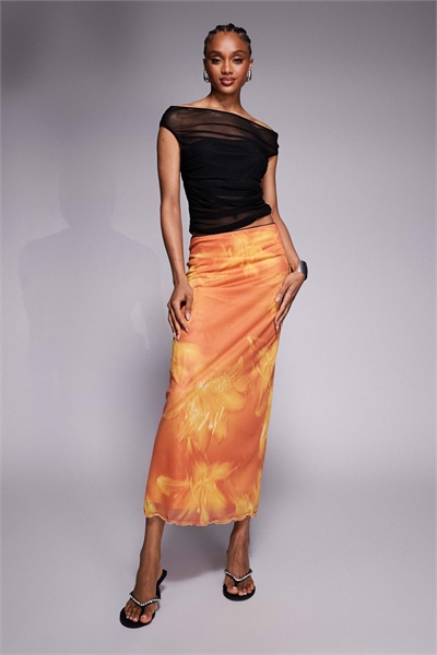 ASOS DESIGN Длинная юбка-миди из сетки артикул 147591419