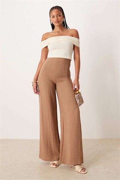 ASOS DESIGN — брюки с высокой талией и корсетной линией из смешанного льна с эффектом гофрирования для высоких артикул 143752105