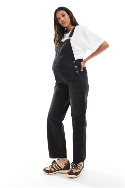 ASOS DESIGN Джинсовые комбинезоны для беременных, вымытые, черные артикул 139584864