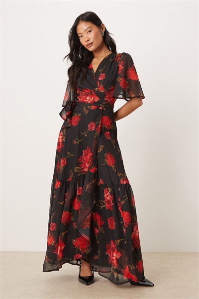 Макси-платье с запахом спереди артикул 149852967